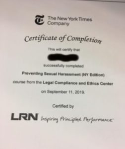 New York Times Online Editor Aces Anti-Sex-Harassment Course, Putting Digital Penetration Scheme in Doubt