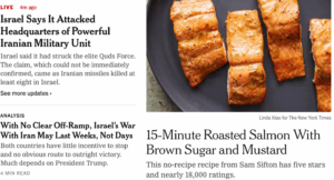 New York Times Pairs Hard Lead Stories with Easy Recipes as Shrinking Profits Compel Laxative Approach to News